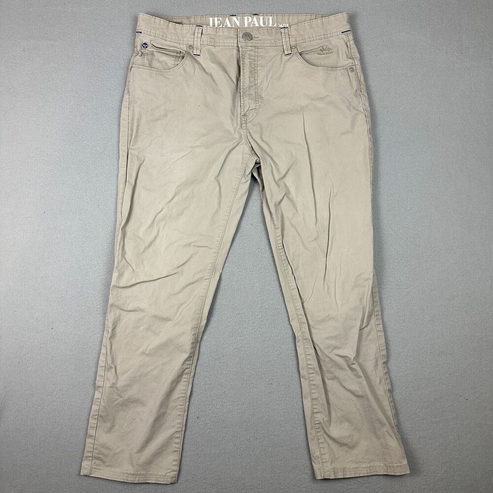 Jean Paul Men's Size 36/32 Straight Fit Chino Pants Cotton Khaki Taupe Beige